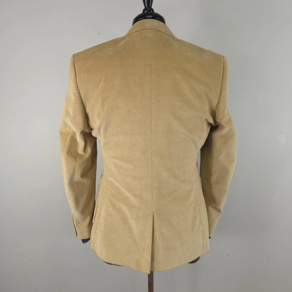 Frank & Oak Blazer Mens 38-40 Beige Cotton Corduroy Slim Sport Coat Jacket Fall